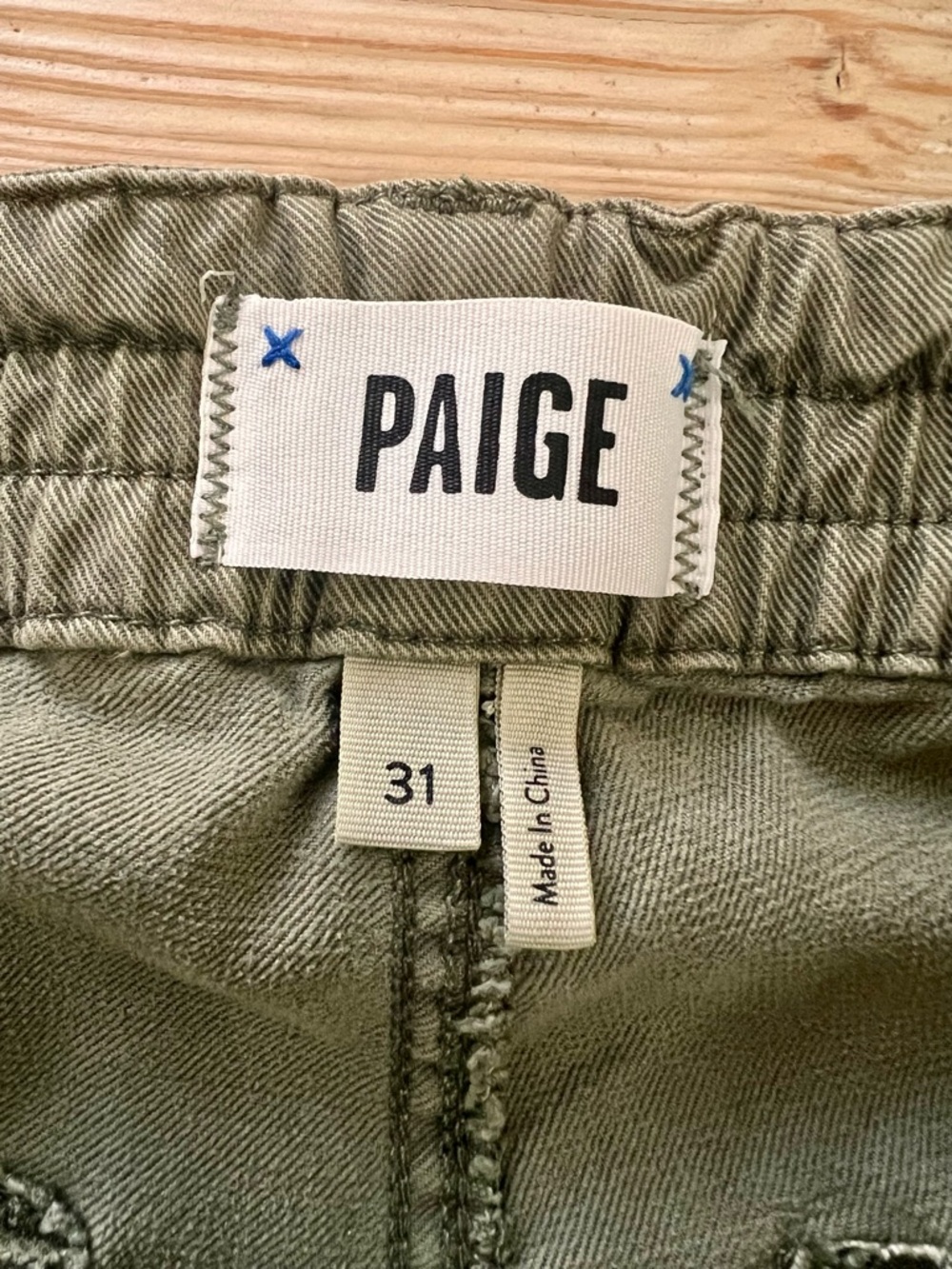 PAIGE Christy Pants Size 31 Olive Green Drawstring Ankle - Picture 2 of 6